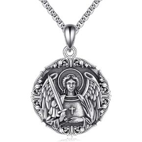 URONE Saint Michael/Saint Christopher Necklace Sterling Silver St Michael Medal Archangel Pendant Religious Protect Jewelry Gift for Women Men