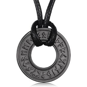 Feijiesi Norse Viking Rune Necklace 925 Sterling Silver Black Viking Necklace for Men Viking Gifts for Men Women