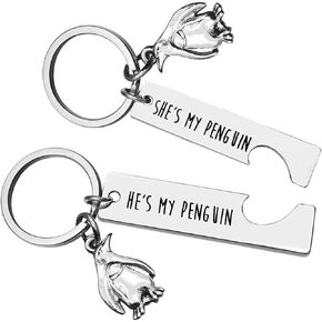 Penguin Lover Keychain Gifts she's my Penguin He's my Penguin Couple Keychain Gifts for Girlfriend Boyfriend Matching Couple Keychain Set Personalized Couples Jewelry Gift for Christmas Wedding