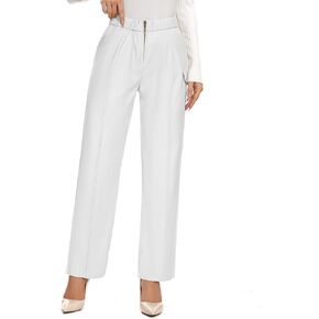 WROLEM Work Pants for Women Business Casual Office Dress Pants Trousers with Pockets Zipper