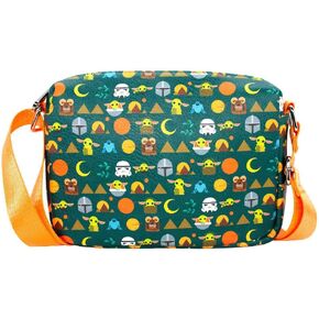 Buckle Down Star Wars Bag, Cross Body, Rectangle, The Mandalorian Icons Collage, Turquoise, Vegan Leather