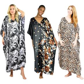 Up2date Fashion Women's 3 Pack Shades of Black Caftans, Style Special-25