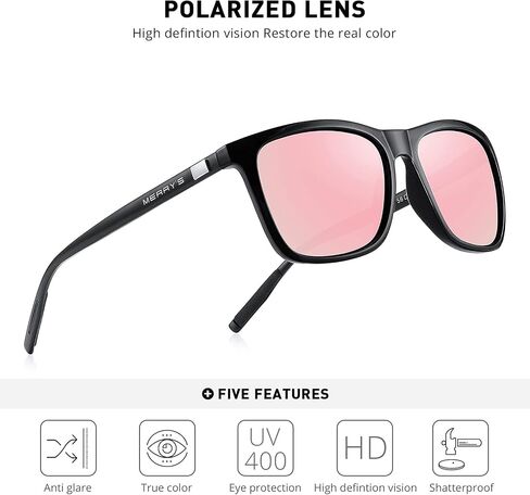 MERRY'S Polarized Sunglasses for Women Aluminum Men's Sunglasses Driving Rectangular Sun Glasses for Men/Women in Kuwait