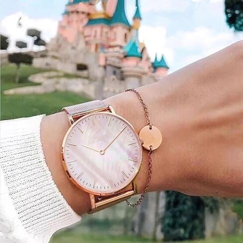 Wrist Watch for Women, Marble Design Style Quartz Analog Women's Watch with Stainless Steel Mesh Strap in Saudi Arabia