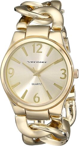 ساعة فيرنييه للنساء بسوار من سلسلة معدنية متشابكة in Kuwait