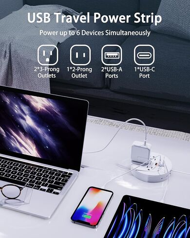 محول قابس السفر الأوروبي من DEPOW مع USB C، شريط طاقة للسفر في الاتحاد الأوروبي/المملكة المتحدة/الولايات المتحدة مع 3 منافذ و3 منافذ USB، محول منفذ من الولايات المتحدة إلى أوروبا مع سلك تمديد بطول 4 أقدام للسفر والرحلات البحرية وأساسيات النوم، أبيض in Kuwait