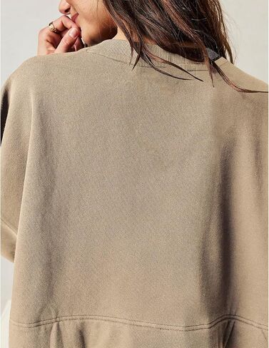 سويت شيرت حريمي كبير الحجم فستان مرقع بياقة دائرية وأكمام طويلة بلوفر علوي مريح مناسب بلوزات فستان قصير in Kuwait