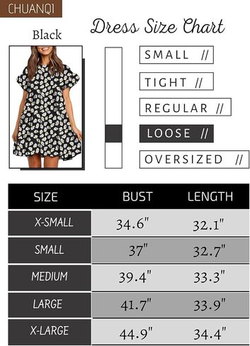 Chuanqi Womens Ruffles Boho Floral Printed Babydoll Loose Swing Casual Short Mini T-Shirt Dress in Kuwait