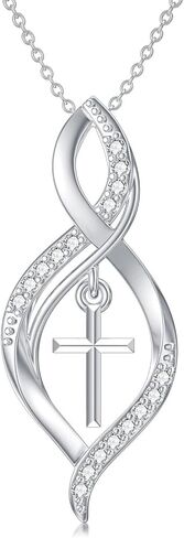 Diamond Cross Necklace for Women 925 Sterling Silver Infinity/Butterfly/Heart/Jerusalem Cross Graduation Friendship Necklace Talisman Diamond Jewelry Pendant for Women in Saudi Arabia