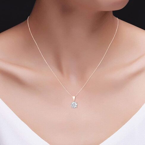 SAVEARTH DIAMONDS 1/2-1.00 قيراط ألماس، مجموعة من الذهب عيار 14 قيراط مكونة من 4 شقوق دائرية الشكل وقلادة سوليتير من الماس المزروع في المختبر (G-H، VS-SI) مجوهرات للنساء in Kuwait