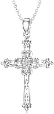 Diamond Cross Necklace for Women 925 Sterling Silver Infinity/Butterfly/Heart/Jerusalem Cross Graduation Friendship Necklace Talisman Diamond Jewelry Pendant for Women in Saudi Arabia