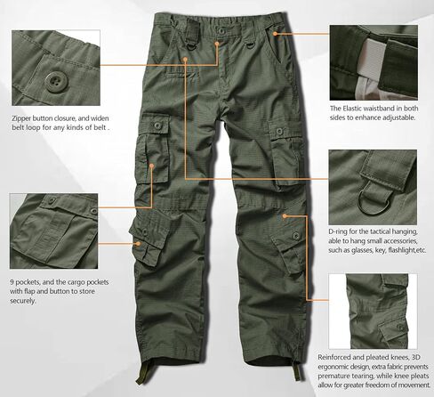 OCANXUE Men's Hiking Pants Waterproof Camo Work Cargo Pants Relaxed Fit Ripstop Tactical Pants with 8 Pockets No Belt in Saudi Arabia