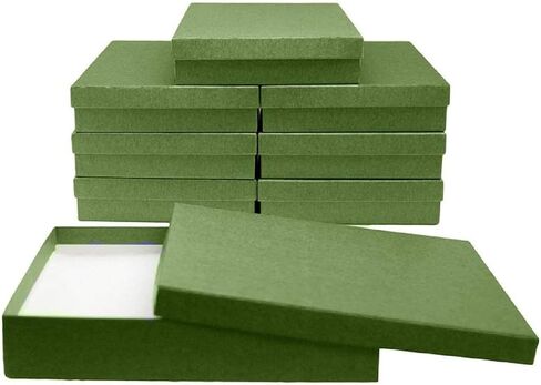 Novel Box® Made in USA Jewelry Gift Box in Green Kraft with Removable Cotton Pad 7X5X1.25 (Pack of 8) + NB Cleaning Cloth in Saudi Arabia