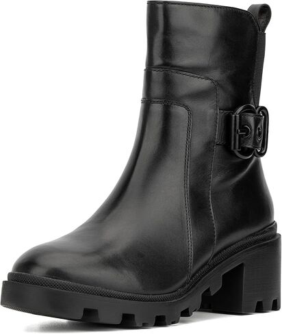 حذاء طويل من شركة Vintage Foundry Co. حذاء Guilia نسائي، نعل عروة، مقدمة دائرية، سحاب جانبي، نعل خارجي مطاطي in Kuwait