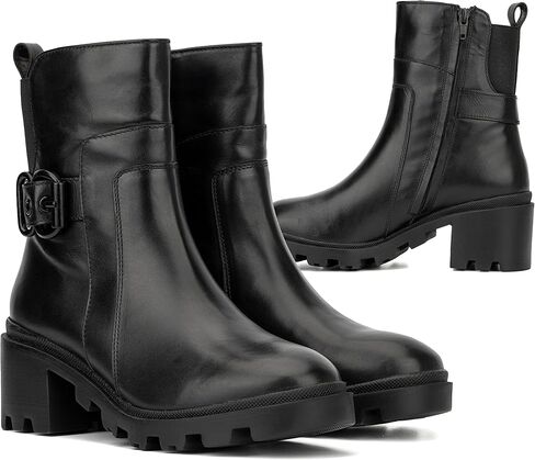 حذاء طويل من شركة Vintage Foundry Co. حذاء Guilia نسائي، نعل عروة، مقدمة دائرية، سحاب جانبي، نعل خارجي مطاطي in Kuwait