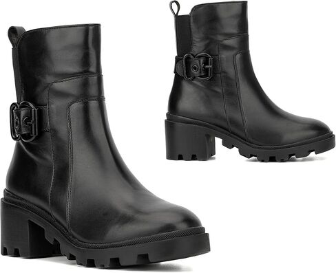 حذاء طويل من شركة Vintage Foundry Co. حذاء Guilia نسائي، نعل عروة، مقدمة دائرية، سحاب جانبي، نعل خارجي مطاطي in Kuwait