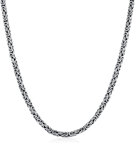 PDTJMTG 925 فضة البيزنطية سلسلة 2.5MM البيزنطية ربط سلسلة قلادة للنساء الرجال in Kuwait