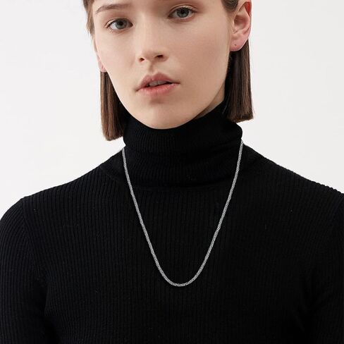 PDTJMTG 925 فضة البيزنطية سلسلة 2.5MM البيزنطية ربط سلسلة قلادة للنساء الرجال in Kuwait