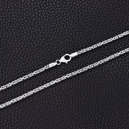 PDTJMTG 925 فضة البيزنطية سلسلة 2.5MM البيزنطية ربط سلسلة قلادة للنساء الرجال in Kuwait