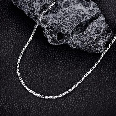 PDTJMTG 925 فضة البيزنطية سلسلة 2.5MM البيزنطية ربط سلسلة قلادة للنساء الرجال in Kuwait