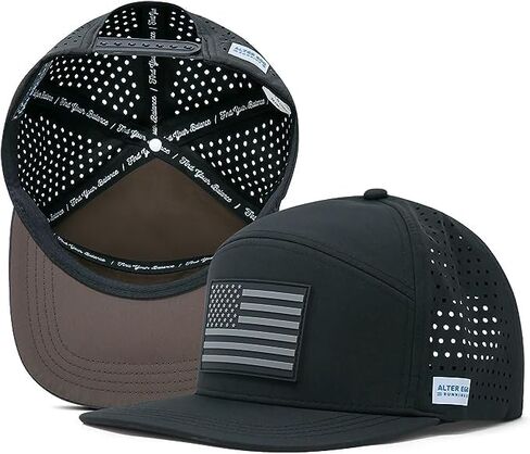 Alter Ego Running Drifter Splash Black Silver Flag - Durable, Lightweight, Breathable Premium Hat (Black Silver Flag, M-L) in Kuwait