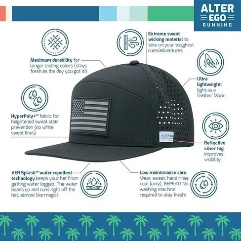 Alter Ego Running Drifter Splash Black Silver Flag - Durable, Lightweight, Breathable Premium Hat (Black Silver Flag, M-L) in Kuwait