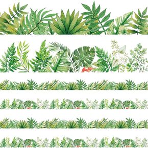 PAGOW 50pcs Boho Die-Cut Border Trim, Classroom Greenery Plant Bulletin Board Borders, Self-Adhesion Border Tropical Leaves Wall Decoration (52.5Ft) 12.5x2.95inch