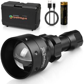 UniqueFire IR LED 850nm IR Illuminator Flashlight Lights for Night Vision Scopes Adjustable Focus Infrared Flashlight Torch Light 3 Modes with Mode Memory