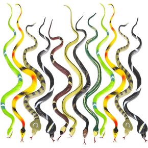 ArtCreativity Realistic Rainforest Rubber Snake Toys - Pack of 12-14 Inches Long - Real Look Scales - Reptile Birthday Party Favors, Fake Prank Halloween Prop, Gift Idea for Boys and Girls