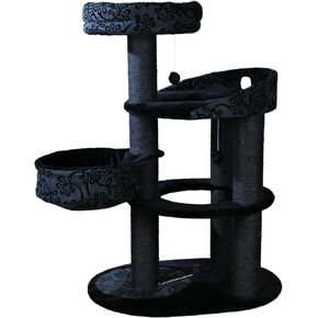 TRIXIE Filippo 50-in Cat Tower, Sisal Scratching Posts, Cat Tree with Hammock, Platforms, Bed, Dangling Cat Toys, Black
