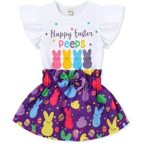 طفل رضيع فتاة عيد الفصح الزي الأرنب نمط تي شيرت أعلى تنورة أرنب سعيد عيد الفصح الملابس مجموعات in Kuwait