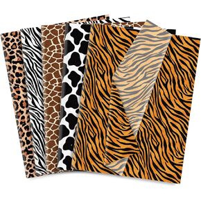 AnyDesign 5 Designs Animal Print Tissue Paper 90 Sheet Leopard Zebra Giraffe Tiger Cow Skin Pattern Art Tissue Animal Print Wrapping Paper Assortment for DIY Crafts Gift Packing, 19.7 x 13.8 Inch