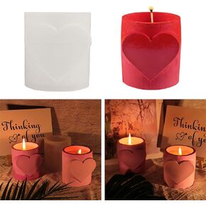Heart Candle Jar Molds Love Cup Pen Holder Silicone Resin Epoxy Casting Mould 3D Crafts Resin Mold for Home Decoration (2 Pcs)