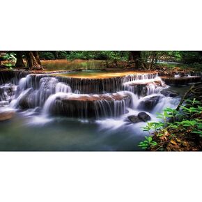 AWERT 48x18 inches Waterfall Terrarium Background Tropical Rainforest Aquarium Background Lake Water Green Tree Reptile Habitat Background Vinyl