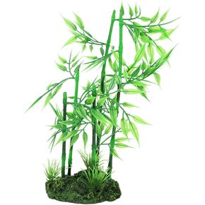 Aquarium Bamboo Plant Fish Tank Artificial Bamboo Plant Green Leaf Plant Water Grass Aquatic Plastic Ornament Landscape Decor(Bluestone Bamboo)
