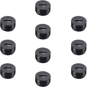 Fielect Carbon Brush Holder Caps 15mm O.D. 8mm Thickness Motor Brush Cover Plastic Fitting Thread Black 20Pcs