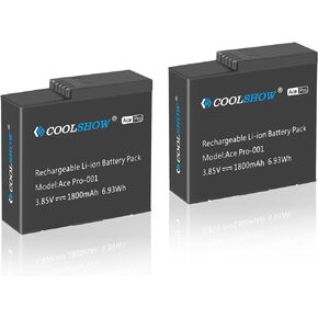 COOLSHOW Ace/Ace Pro Battery Replacement 1800mAh 2 Packs Compatible with Insta360 Ace/Ace Pro Camera