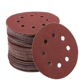 BPJOWVIL 90PCS Sanding Discs 5-Inch 8-Hole Hook and Loop Sanding Discs,Sandpaper Assortment for Random Orbital Sander, 15 Each of 60 100 120 240 320 400 Grits