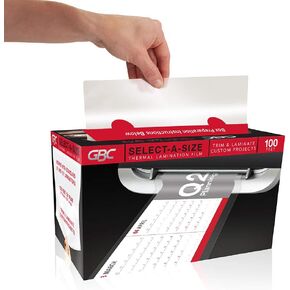 GBC Select-A-Size Thermal Lamination Film, 3 Mil x 100' Laminating Roll for 9" & 12" Pouch Laminators, Customized Sheet Size, Glossy Finish, Trimmer Included (39069)