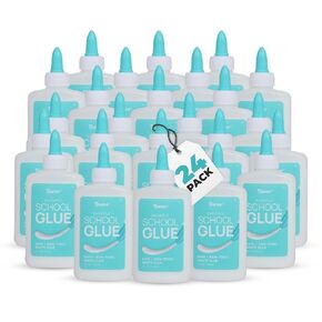 Darice Washable School Glue 4oz - 24-Pack White Glue for Kids - Extra-Strong Liquid Glue – Glue for Slime, Arts and Crafts - Glue Bottle with Adjustable Twist Closure