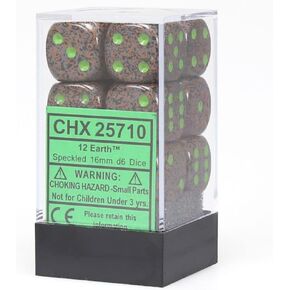 DND Dice Set - Chessex D&D Dice - 16mm Speckled Earth Plastic Polyhedral Dice Set-Dungeons and Dragons Dice Includes 12 Dice – D6, Various (CHX25710)