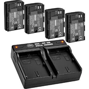 BM Premium 4 Pack of LP-E6NH High Capacity Batteries and Dual Bay Battery Charger for Canon EOS R EOS R5 EOS R6 EOS R6 II EOS R7 EOS 90D EOS 60D EOS 70D EOS 80D EOS 6D II EOS 7D EOS 7D Mark II Cameras
