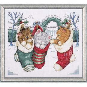Tobin Cozy Kittens Cross Stitch Kit, 12"x14" 14 Count