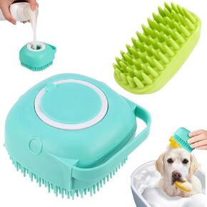 Jspupifip 2 Pack Dog Bath Brush, Soft Silicone Shampoo Dispenser Brush Rubber Scrubber Pet Massage Comb Shower Grooming Shedding Washing Soap Brush for Long Short Haired Dogs Cats (2PCS Green) in Saudi Arabia