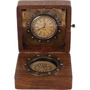 Handmade Authentic Clock Compass in Rose Wood Box.