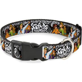 Buckle-Down Dog Collar Plastic Clip Scooby Doo Group Pose Bones, Multi Color, 1" Wide - Fits 15-26" Neck - Large (DC-BKSR-WSD014-1.0-L)