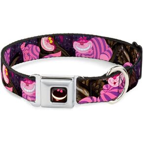 Buckle-Down Seatbelt Buckle Dog Collar - Cheshire Cat Tree Poses - 1.5" Wide - Fits 18-32" Neck - Large