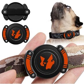 OneTigris IPX8 Waterproof Airtag Dog Collar Holder, Ultra-Durable Dog & Cat Collars Mount for AirTag, Fits All Width Collars (1 Pack-Orange)