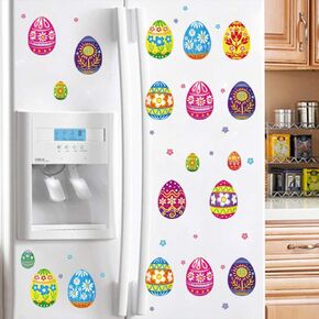 8 Sheets Colorful Easter Eggs Wall Stickers Decals Easter Decorations,Peel and Stick Removable Flower&Eggs Wall Stickers for Kids Nursery Bedroom Living Room,Gifts Bottle Fridge Furniture Egg Decor