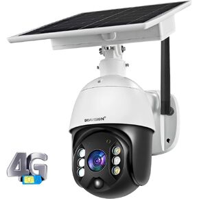 BOAVISION Wireless Security Camera Outdoor with Cellular 4G Network Solar Battery, Home Video Surveillance System, PIR Radar Motion Detection, Full-Color Night Vision 2-Way Audio, Pan Tilt, IP65